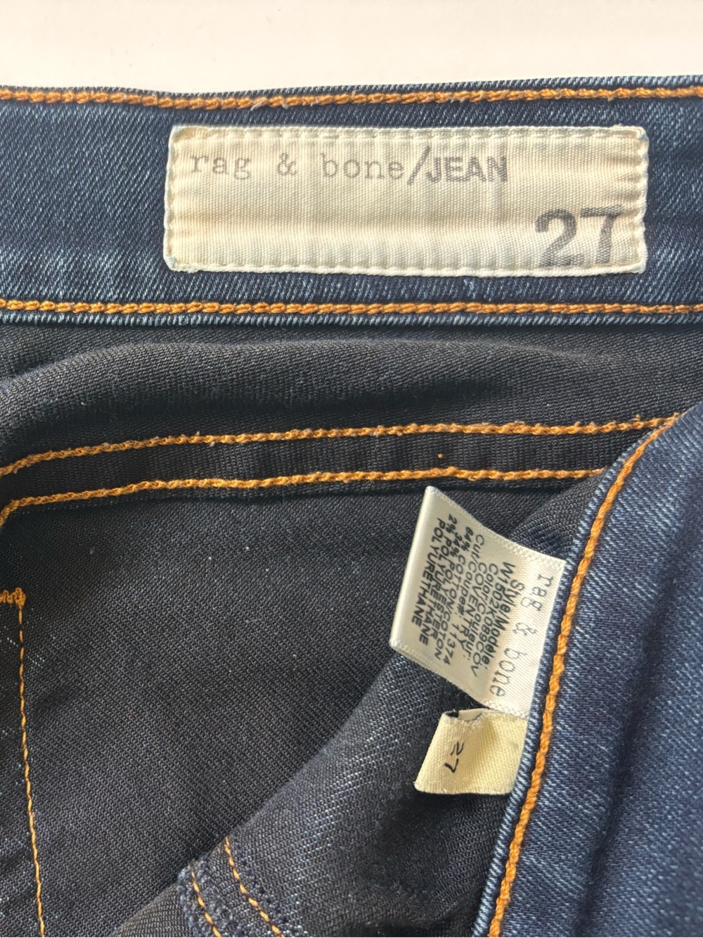Rag & Bone The Skinny Jeans Size 27 Distressed Dark Wash Stretch Denim - Picture 5 of 8